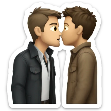 dean winchester kissing castiel sticker