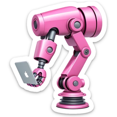 intense pink robotic arm holding email icon sticker