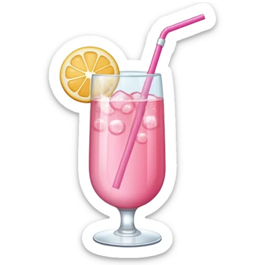 pink beverage with a straw sticker