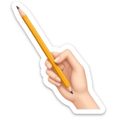 hands holding a pencil and drawing, simple and friendly sticker