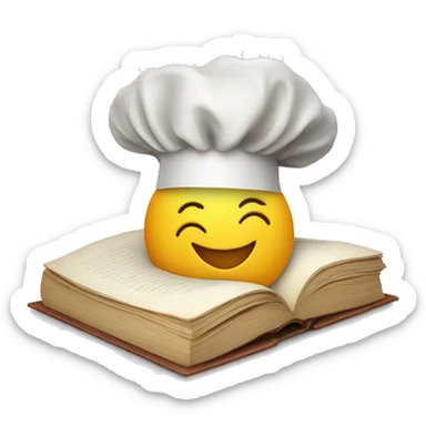 chef hat on top of smiling book sticker