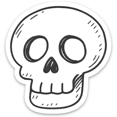 cartoon skull hand drawn outline icon sticker