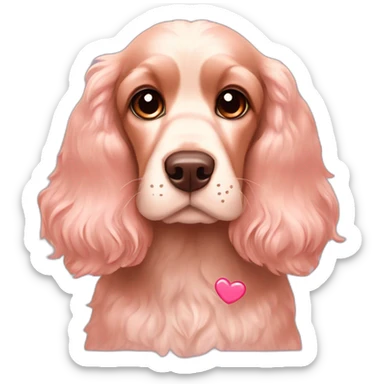 Light soft pink cocker spaniel with brown eyes is showing a heart with paws sticker