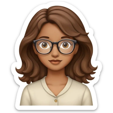 Girl with light brown skin, wavy hair and glasses sticker