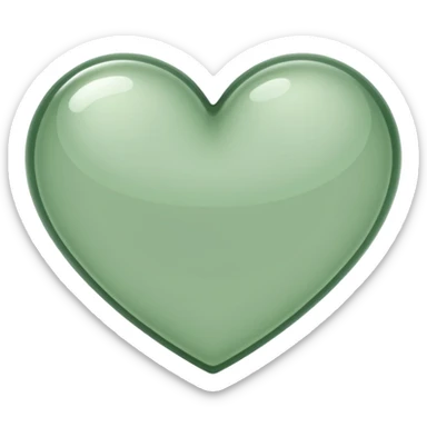 sage green heart with transparent bg without highlights, more thin and narrow, basically like this 🩷 shape sticker
