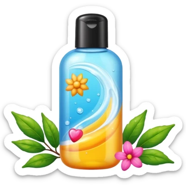 , flower)

bottle of hair care product with seasonal symbols around sticker