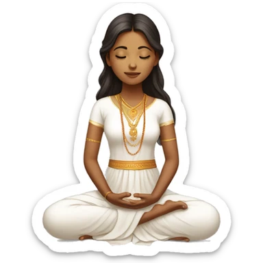 Indian girl with white dress meditation  sticker