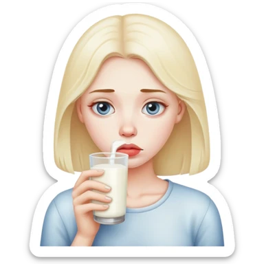 A women  with milk on lips sad  sticker