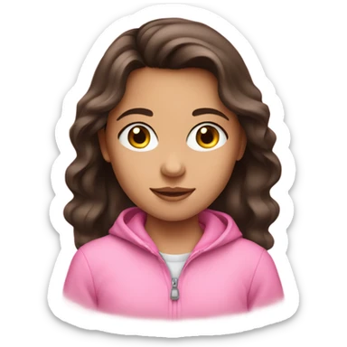 brunette kid girl in pink  sticker