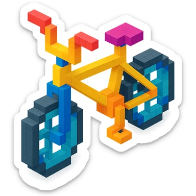 isometric view of a BMX bicycle in voxel style sticker
