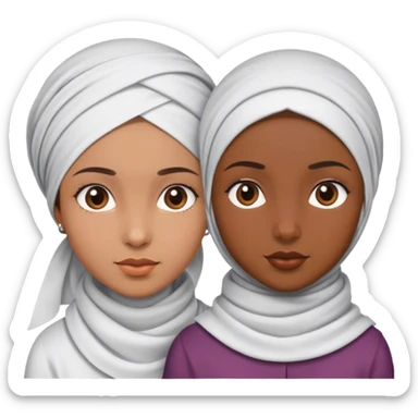 Two girls one with a headscarf sticker