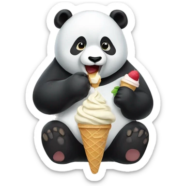 Panda eating ice cream sticker