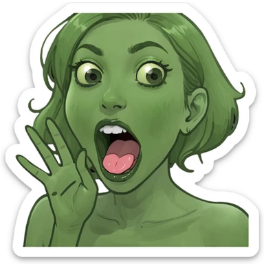 girl with hands on throat and tongue out  sticker