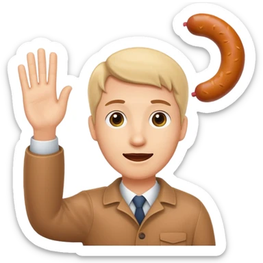 Waving hand with sausage gif sticker