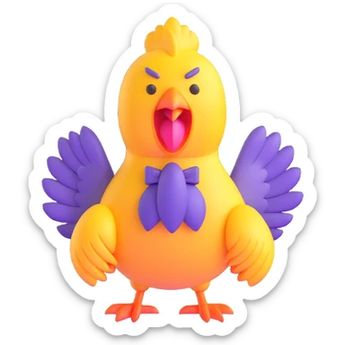 shouting long neck yellow chicken sticker