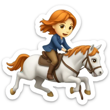 Fille rousse sur un cheval qui saute un obstacle sticker