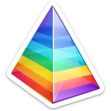 A 3d, not to detailed rainbow prismatic triangular prism. sticker