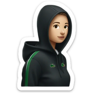 Lacoste bag girl with black lacoste hoodie sticker