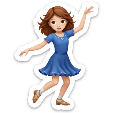 Brown haired girl with freckles dancing sticker