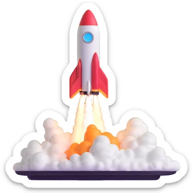 rocket ship blasting off sticker