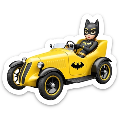 Hot racing action BatGirl’s sixty’s tv show 1932 stealth retro cat burglar sporty petite off-road pursuit mobile cruiser car (reclined seating position) sticker