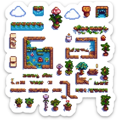 Tilesets, Overworld, Super Mario, 2D plataform, videogame, retro, chiptune. sticker