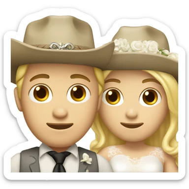 two white women getting married cowboy hats sticker