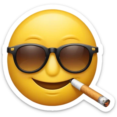 Smiley emoji smoking with cigrette and sunglasses sticker