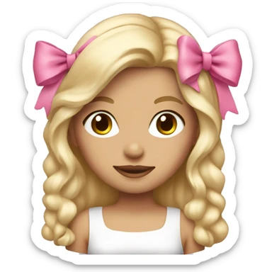 Girl with pink bow on her blondish hair sticker