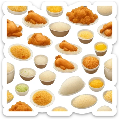 The most common type of food is chicken and rice  sticker