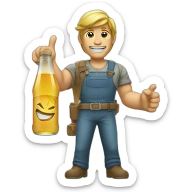 Bottle Apple Juice making victory sign sticker