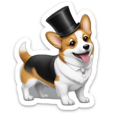 Corgi dressed as the monopoly guy sticker