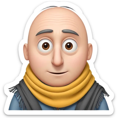 Gru from Despicable Me with his long nose and scarf sticker