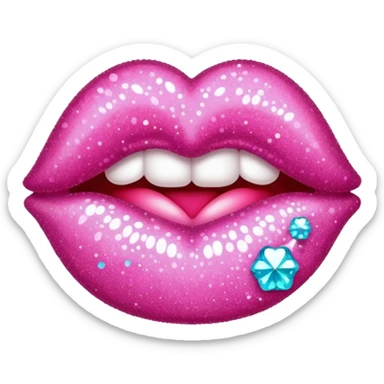 glitter pink kiss  sticker