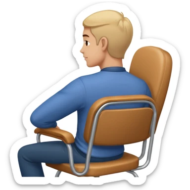 Person arching their back in a chair sticker