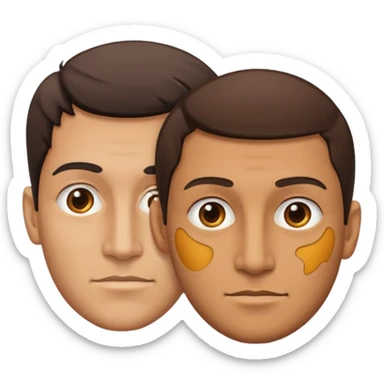 a man with two faces, half of the face looking right, half of the other part looking left sticker