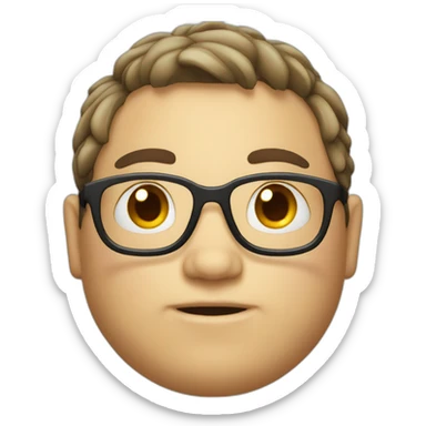 Nerdy fat kid with side part hair sticker