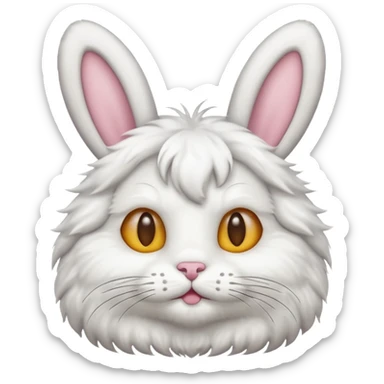 cat emoji with bunny ears and bunny fur sticker