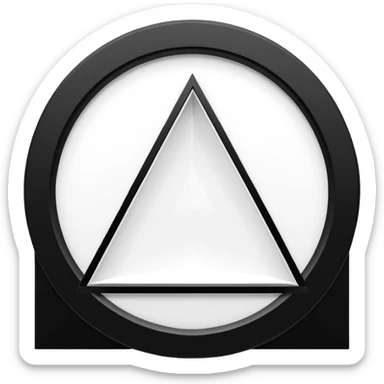 The centerpiece of the structure is a stark white hexagon. Inside the hexagon is a bold black equilateral triangle, perfectly centered. Inside the triangle is a white circle , perfectly centered. Inside the white circle is a bold black square perfectly centered. sticker