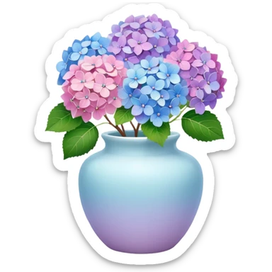 Colerful Aesthetic Hydrangeas In A little White vase sticker