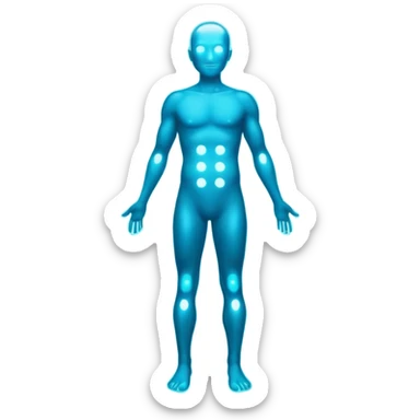 human silhouette with seven glowing dots along the body sticker
