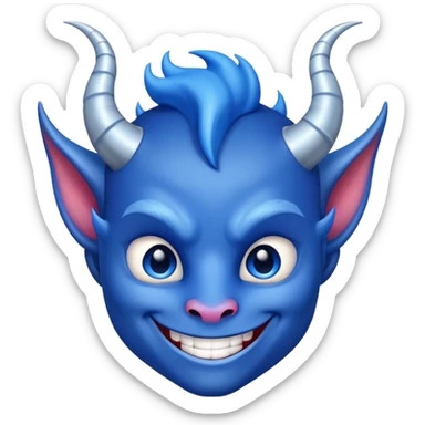 cute smiling blue devil with horns and a friendly face sticker