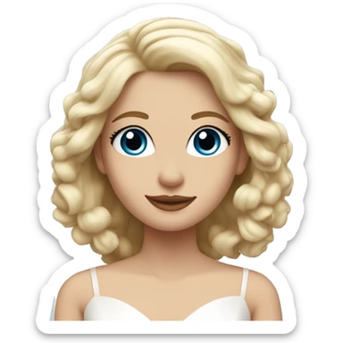 Bride with shoulder length blonde hair and blue eyes sticker