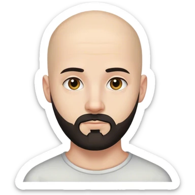 White Young bald man with black very short beard sticker