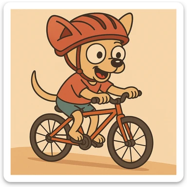 Add a cute helmet to the chihuahua cycling, keeping the cartoon style. sticker