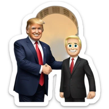 Donald Trump and Vladimir put in high fiving in front of the US capitolosin sticker