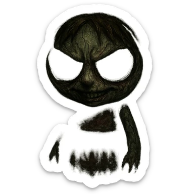 Blossom from Powerpuff Girls, reimagined in a scary, horror-inspired style, with dark shadows and eerie atmosphere, unsettling and creepy vibe sticker