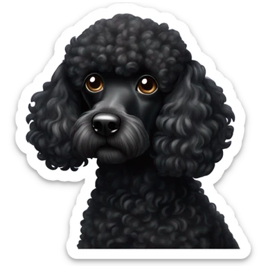 Black poodle face sticker