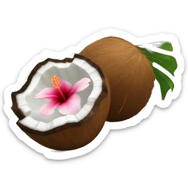 Coconut with hibiscus flowers sticker