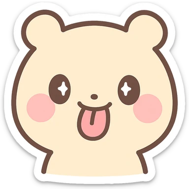 face sticking out tongue as if licking something, kawaii style sticker